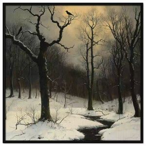 Tranh mùa đông phong cảnh khu rừng băng tuyết.Tranh treo tường dán tường trang trí nội thất.CGI-1190