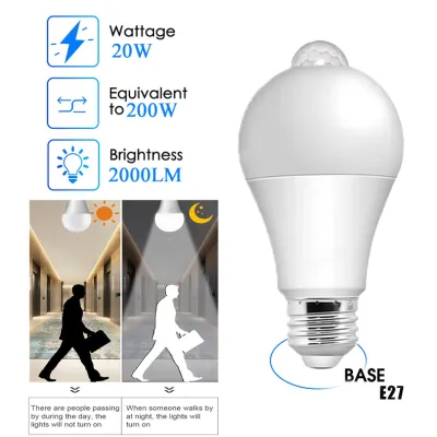1pc LED Motion Sensor Light Bulb Dusk to Dawn Led lights Security Light Bulb ON/OFF Patio Porch Smart Lamp Indoor/Outdoor Garden