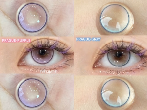 Eyeshare 2pcs PRAGUE Series Purple Blue Gray Brown Contact Lense Sweet Baby 14.2mm Yearly