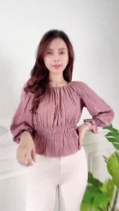 UNIKDANMURAHH - COD BAYAR DI TEMPAT QENIA LADY CRUSH BLOUSE BAJU ATASN BLUS WANITA BAJU FASHION WANITA