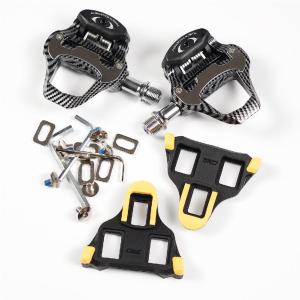 RACEWORK Carbon Pattern Road Bike Clipless Pedals Adjustable Tension Nylon Fiber DU Bearings with Cleats for SPD-SL LOOK KEO