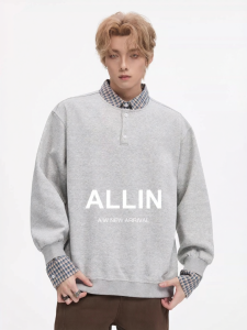 ALLIN | Two-tone Style Hoodie Shirt Jacket