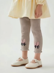 Kids Girls Leggings Elastic Waist Thin Knit Polyester Spandex Warm Casual 2-8 Years Old