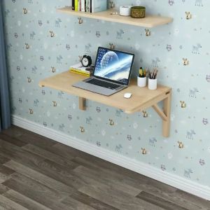 Solid wood wall folding table wall mounted computer desk desk wall mounted dining table bedroom against the wall folding storage rack