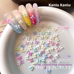 Kaniu 50/100PCS 3D Mini Bow Nail Charms Color Gradient Nail Accessories for Gel Polish DIY Nail Art Decor Bridal Party Manicure