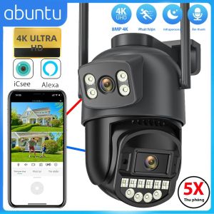 Camera Wifi ICSEE 8MP 4K Hai Ống Kính Hai Màn Hình Giám Sát Ngoài Trời An Ninh Gia Đình Với Chức Năng Phát Hiện Chuyển Động Người Và Tầm Nhìn Ban Đêm HD
