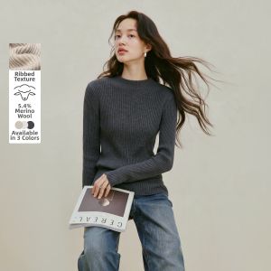 INMAN | Soft Long Sleeve Crewneck Sweater Wool Knitwear Autumn Wearable Striped Design