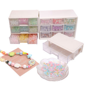 1PC Acrylic Jewelry Cosmetic Storage Box Dust-proof With Lid Drawers Transparent White Beads Organizer Display Case Box Container