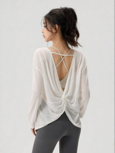aziztas | Moisture Wicking Long Sleeve Training Top For Back Beauty