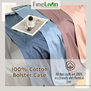 FINELIVIN 100% Natural Cotton Bolster Cover | Eco-Friendly & Chemical-Free | Breathable & Skin-Friendly | Local Stock