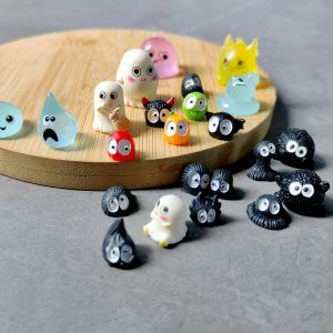 8pc Mini Funny Cute Black Blue Water Droplet Elf Resin Craft Miniature Figure Tiny for Bonsai Microlandscape Fairy Garden Decor