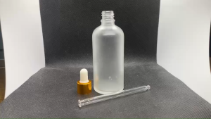 ขวด 100 มล.(50ใบ) แก้วขุ่น+ฝาทอง+บีบขาว+หลอดแก้ว 09#18