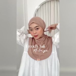 Hijab Instan Bergo Tali Melayu Poliester Warna Solid
