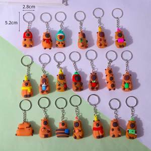 【♡Lovely girls house♡】10Pcs Capybara Keychain Cute Cartoon Pendant Student Backpack Key Holder