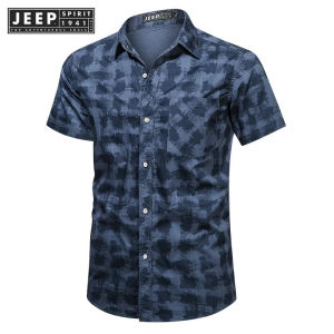 jeep spirit 1941 estd Summer Mens Plaid Shirt Short Sleeve Oversized Pure Cotton England Casual Shirt Men Clothing Leisure Shirts 5XL