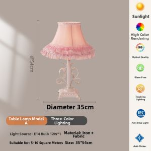 OUCHAO | French Court Lace Pink Girl Heart Bedside Lamp