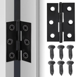 10Sets 2 Inch 6 Hole Stainless Steel Door Hinge Thickened Heavy Duty Hinge Door Window Cabinet Drawer Furniture Flat Hinge with Screws Furniture Hardware Tools