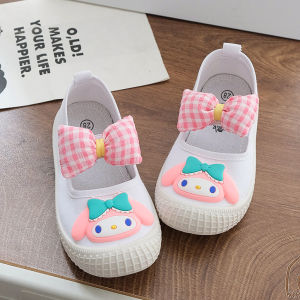 Adorable Little White Shoes Soft Bottom Sports Sneakers Breathable Canvas Indoor Shoes for Toddlers And Preschool Girls