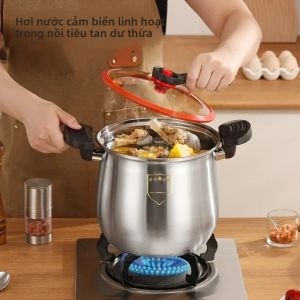 Nồi Nấu Nhanh Dung Tích Lớn Bằng Thép Không Gỉ Có Nắp Chống Tràn An Toàn Với Bếp Từ Lý Tưởng Cho Nấu Ăn Ngày Lễ - Quà Tặng Giáng sinh/Ngày Của Mẹ