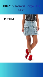 DRUM S. Women Cargo Mini Skirt-Light Blue/Dark Blue