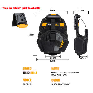 TOUGHBUILT Electric Drill Tool Waist Bag Multifunctional Tool Storage Bag Electrician Specific Tool Kit TB-CT-20-S/L/LX