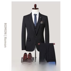 ROMON | Lormen Mens Tailored Suiting Pure Color High End Business Professional Formal Autumn Winter Slim Fit Workwear Jacket