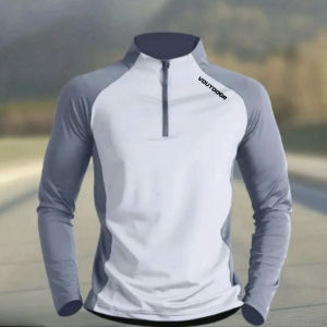 เสื้อยืดผู้ชายแห้งเร็ว ทรงหลวม แขนยาว ระบายอากาศได้ดี ยืดหยุ่นได้ดี สำหรับการออกกำลังกาย วิ่ง ฟิตเนส วิ่ง ลำลอง ผู้ชาย