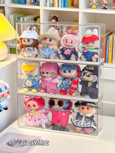 Labubu Display Box Star Man Blind Box Storage Rack Dolls Anticdote Cover Plastic Material Bedroom Storage Organizer