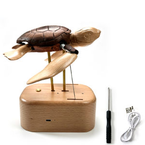 1PCS Kinetic Wooden Sea Turtle Model Bionic Marine Animal Desk Ornament Gift | Handcrafted automatonNatural Wood Art Piece