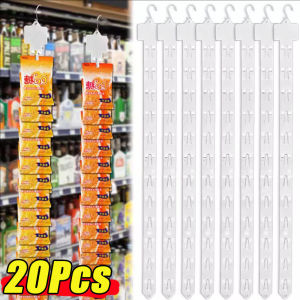 20pcs Supermarket Snack Display Hanging Strips with Hook Plastic Food Hanging Strips Retail Display Merchandise Strips Transparent Store Hanging Clip Strips