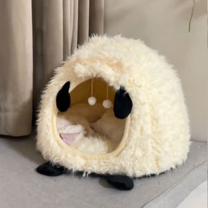 Warmth Cat House Winter Half-Closed Style for Kittens Puppy All Seasons Universal Pet Shelter Cozy Cat Cave Home for Cats