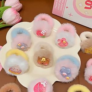 Ikat Rambut Anak Pompom Bulu Lembut Karakter Karet Kunciran Lucu Fashion Aksesoris Rambut HS KCR10