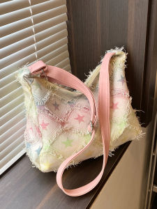 Casual Canvas Denim Shoulder Bag Womens Pink Fashion Trend Spring Summer Autumn Winter Designer Handbag Soft Tote Bag