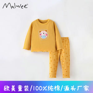 Bộ Đồ Trẻ Em Malwee Mùa Thu Đông Thường Ngày Cổ Tròn Tay Dài Hai Mảnh Cotton 100% Thoải Mái Cho Bé Gái Mặc Ở Nhà