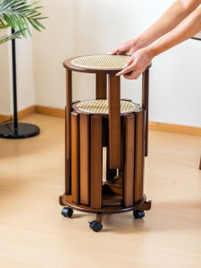 Rattan Woven Stool Home Use Four in One Combination Restaurant Stackable Luxury Stool Foldable Spare round Stool Artistic Design