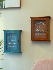 Vintage Wooden Key Storage Box Key Holder Organizer Tempat Penyimpanan Gantungan Kunci