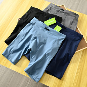 High-End Mens Summer Thin Elastic Sports Shorts Bike Riding Five-Quarter Length Compression Feel Youth Fashion Daily Wear