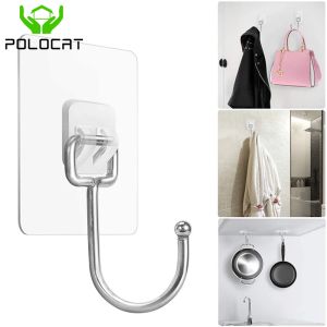 Polocat Large Adhesive Hooks for Hanging Towels and Coats Waterproof and Rustproof Wall Hooks JA55