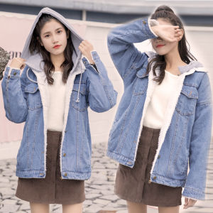 AIYILU | Retro Loose Fleece Denim Jacket