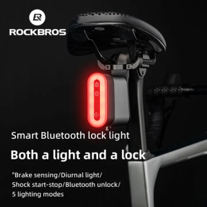 ROCKBROS Phía sau Xe đạp ánh sáng thông minh Bluetooth khóa ánh sáng không thấm nước TYPE-C có thể sạc lại MTB xe đạp đường trường đèn hậu phanh