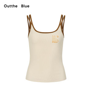 Outthe Blue Rainbow Cat Print Color Block Slim Fit Womens Tank Top Cotton Lyocell Spandex Blend Spring 2025 Fashion Trend