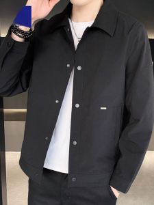 ROMON | Romon Mens Short Casual Workwear Jacket Windproof Stand Collar Zipper Decorated Polyester Fiber Standard Fit Fashion Urban Style