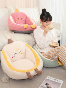 Childrens Lazy Sofa Small Couch Cartoon Thick Seat for Reading Area in Baby Room Nursery Movable Fabric Furniture