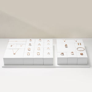 Oirlv 6 Color Leather Necklace Bracelet Display Tray Ring Earrings Organizer Stand Jewelry Storage Tray TT236