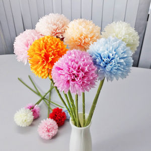 Bunga Krisan Pompom Dandelion Ornamen Plastik Tanaman Hias Tangkai Dekorasi Buket Murah PBP121
