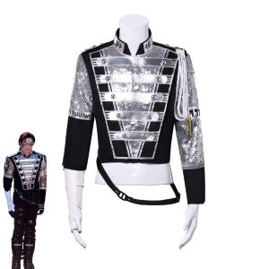 clu The King of Pop Music Michael Jackson super star Leather performance costumes cosplay cloth coat ulc