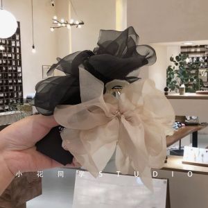 Korean Style Transparent Hair Accessories Black Milk Coffee Color Mesh Euroge Butterfly Knot Hair Claw Headwear Fashionable Hairpin