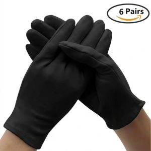 12/24PCS Black Cotton Gloves for Dry Hands Sleeping Overnight Gloves Soft Moisturizing Work Gloves for Eczema SPA Costume Silver