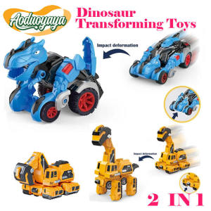 Aoduoyaya Dinosaur Transforming Toys Cars Action Figures Collision Deformation Excavator Robot Toy for Kid Boy
