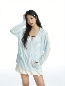 dangerouspeople | Summer Striped and Wave Pattern Thin Fashion Hoodie Cardigan